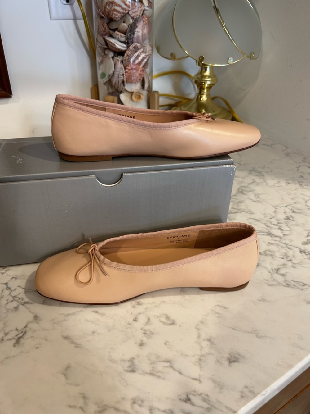 NWT Everlane The Day Ballet Flat Pale Pink Soft Leather Shoes Size 8 - Picture 2 of 7